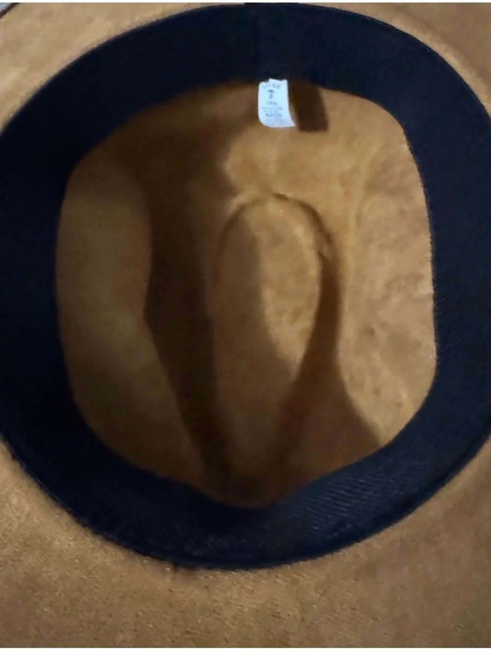 Tan Suede Wide-Brim Hat with Chain Accent-NWT